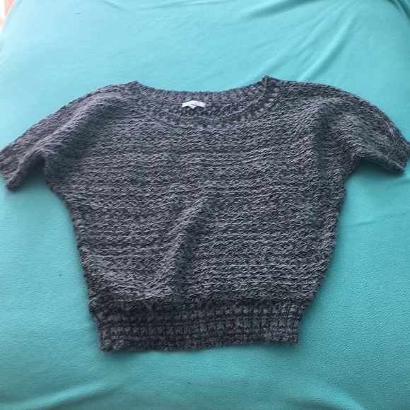 Black white and gray knit short sleeve sweater - Picture 1 of 2